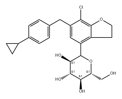 D-Glucitol, 1,5-anhydro-1-C-[7-chloro-6-[(4-cyclopropylphenyl)methyl]-2,3-dihydro-4-benzofuranyl]- Struktur