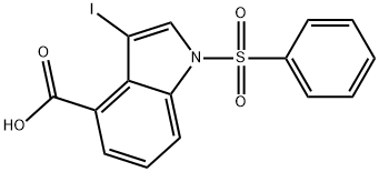 1-(benzenesulfonyl)-3-iodo-1H-indole-4-carboxylic acid Struktur