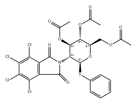 2,3,6-tri-O-Acetyl-2-tetrachlorophthaliMide-1-benzenethiol-1,2-dideoxy-β-D-glucopyranose Structure