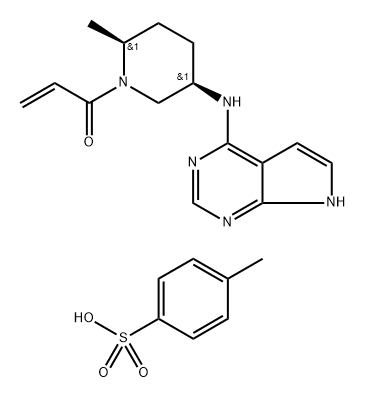 2-Propen-1-one, 1-[(2S,5R)-2-methyl-5-(7H-pyrrolo[2,3-d]pyrimidin-4-ylamino)-1-piperidinyl]-, 4-methylbenzenesulfonate (1:1) Struktur