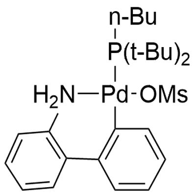 Methanesulfonato[di-t-butyl(n-butyl)phosphine](2'-amino-1,1'-biphenyl-2-yl)palladium(II) dichloromethane adduct Struktur