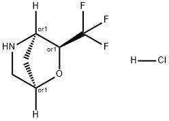 2-Oxa-5-azabicyclo[2.2.1]heptane, 3-(trifluoromethyl)-, hydrochloride (1:1), (1R,3S,4R)-rel- Struktur