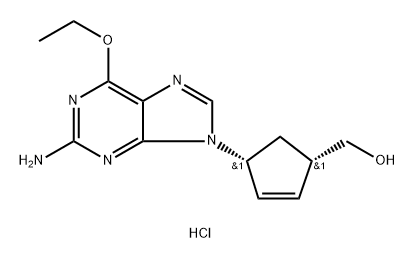 ((1S,4R)-4-(2-Amino-6-ethoxy-9H-purin-9-yl)cyclopent-2-en-1-yl)methanol Hydrochloride Struktur