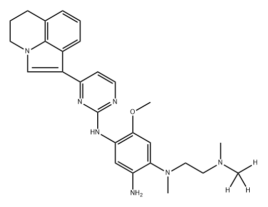 1,2,4-Benzenetriamine, N4-[4-(5,6-dihydro-4H-pyrrolo[3,2,1-ij]quinolin-1-yl)-2-pyrimidinyl]-5-methoxy-N1-methyl-N1-[2-(methylmethyl-d3-amino)ethyl]- Struktur