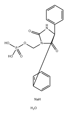 2,4-Imidazolidinedione, 5,5-diphenyl-3-[(phosphonooxy)methyl]-, sodium salt, hydrate (1:2:7) Struktur