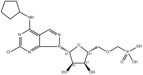 1H-Pyrazolo[3,4-d]pyrimidin-4-amine, 6-chloro-N-cyclopentyl-1-[5-O-(phosphonomethyl)-β-D-ribofuranosyl]- Struktur