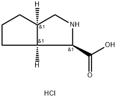 rac-(1R,3aR,6aS)-octahydrocyclopenta[c]pyrrole-1-carboxylic acid hydrochloride Struktur