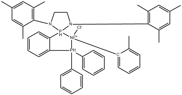 氯(2-甲基苯基)(2-[2-(二苯基膦)苯基]-1,3-雙(2,4,6-三甲基苯基)-1,3,2-二氮雜磷脂)鎳(II) 結(jié)構(gòu)式