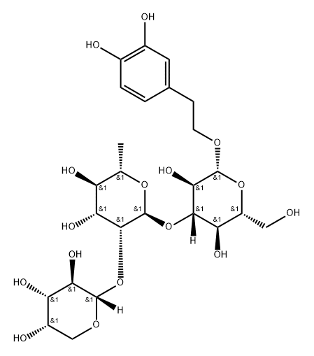 b-D-Glucopyranoside,2-(3,4-dihydroxyphenyl)ethyl O-a-L-arabinopyranosyl-(1(R)2)-O-6-deoxy-a-L-mannopyranosyl-(1(R)3)- Struktur