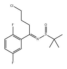 2-Propanesulfinamide, N-[4-chloro-1-(2,5-difluorophenyl)butylidene]-2-methyl-, [S(S)]- Struktur