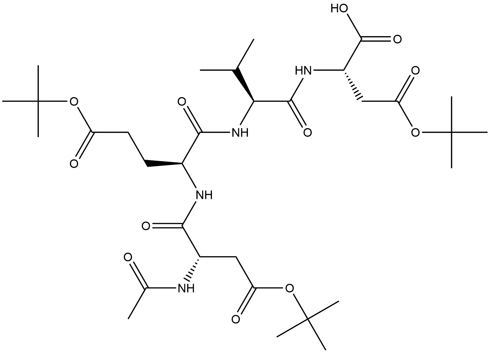 L-Aspartic acid, N-acetyl-L-α-aspartyl-L-α-glutamyl-L-valyl-, 1,2,44-tris(1,1-dimethylethyl) ester Struktur