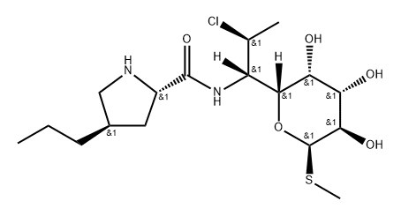 Methyl 7-chloro-6,7,8-trideoxy-6-[[[(2S,4R)-4β-propyl-2α-pyrrolidinyl]carbonyl]amino]-1-thio-L-threo-α-D-galacto-octopyranoside Struktur