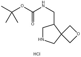 Carbamic acid, N-(2-oxa-6-azaspiro[3.4]oct-8-ylmethyl)-, 1,1-dimethylethyl ester, hydrochloride (1:1) Struktur