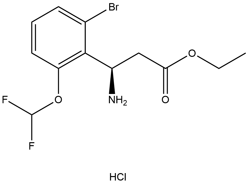 Benzenepropanoic acid, β-amino-2-bromo-6-(difluoromethoxy)-, ethyl ester, hydrochloride (1:1), (βR)- Struktur