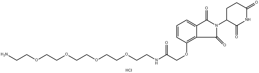 Thalidomide-O-amido-PEG4-C2-NH2 hydrochloride Struktur