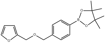 2-(4-((Furan-2-ylmethoxy)methyl)phenyl)-4,4,5,5-tetramethyl-1,3,2-dioxaborolane Struktur