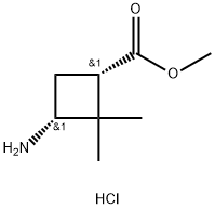 Cyclobutanecarboxylic acid, 3-amino-2,2-dimethyl-, methyl ester, hydrochloride (1:1), (1S,3R)- Struktur