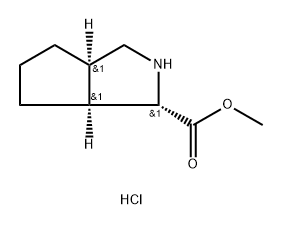 Cyclopenta[c]pyrrole-1-carboxylic acid, octahydro-, methyl ester, hydrochloride (1:1), (1R,3aS,6aR)-rel- Struktur