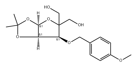 3-O-(4-Methoxybenzyl)-4-C-hydroxymethyl-1,2-O-isopropylidine-alpha-D-ribofuranose Struktur