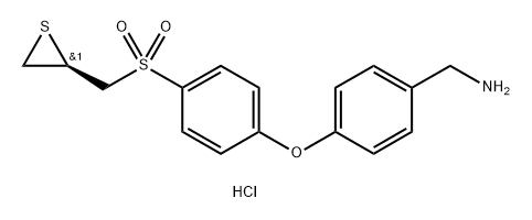 Benzenemethanamine, 4-[4-[[(2R)-2-thiiranylmethyl]sulfonyl]phenoxy]-, hydrochloride (1:1) Struktur