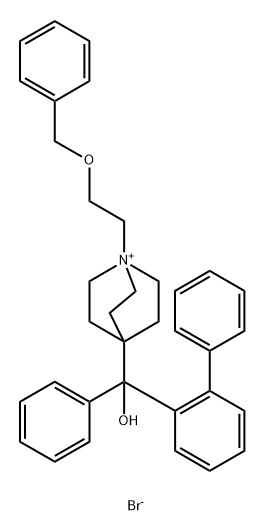 1-Azoniabicyclo[2.2.2]octane, 4-([1,1'-biphenyl]-2-ylhydroxyphenylmethyl)-1-[2-(phenylmethoxy)ethyl]-, bromide (1:1) Struktur