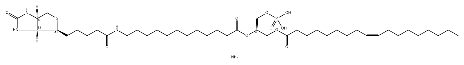 9-Octadecenoic acid (9Z)-, (2R)-2-[[12-[[5-[(3aS,4S,6aR)-hexahydro-2-oxo-1H-thieno[3,4-d]imidazol-4-yl]-1-oxopentyl]amino]-1-oxododecyl]oxy]-3-(phosphonooxy)propyl ester, ammonium salt (1:1) Struktur