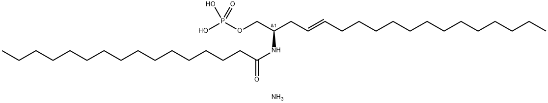 Hexadecanamide, N-[(1R,3E)-1-[(phosphonooxy)methyl]-3-heptadecen-1-yl]-, ammonium salt (1:1) Struktur