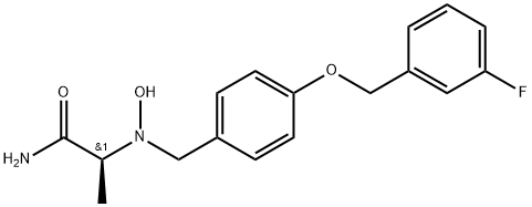 Propanamide, 2-[[[4-[(3-fluorophenyl)methoxy]phenyl]methyl]hydroxyamino]-, (2S)- Struktur