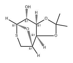 .beta.-D-Galactopyranose, 1,6-dideoxy-1,6-epithio-3,4-O-(1-methylethylidene)- Struktur