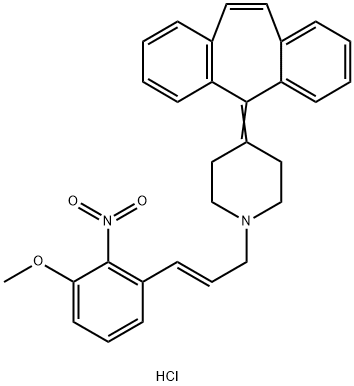 Piperidine, 4-(5H-dibenzo[a,d]cyclohepten-5-ylidene)-1-[(2E)-3-(3-methoxy-2-nitrophenyl)-2-propen-1-yl]-, hydrochloride (1:1) Struktur