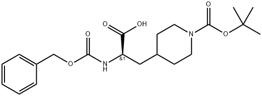 4-Piperidinepropanoic acid, 1-[(1,1-dimethylethoxy)carbonyl]-α-[[(phenylmethoxy)carbonyl]amino]-, (αR)- Struktur