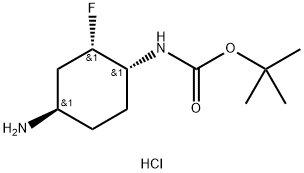 Carbamic acid, N-[(1R,2S,4R)-4-amino-2-fluorocyclohexyl]-, 1,1-dimethylethyl ester, hydrochloride (1:1) Struktur