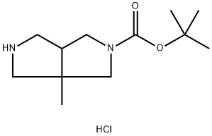 Pyrrolo[3,4-c]pyrrole-2(1H)-carboxylic acid, hexahydro-3a-methyl-, 1,1-dimethylethyl ester, hydrochloride (1:1) Struktur