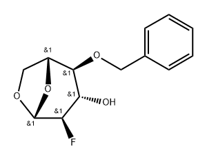 .beta.-D-Glucopyranose, 1,6-anhydro-2-deoxy-2-fluoro-4-O-(phenylmethyl)- Struktur