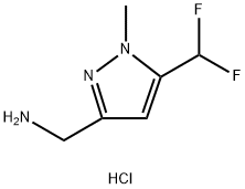 1H-Pyrazole-3-methanamine, 5-(difluoromethyl)-1-methyl-, hydrochloride (1:1) Struktur