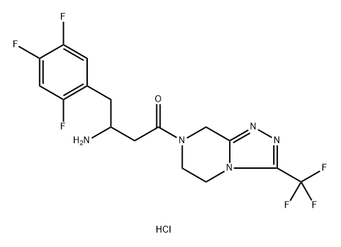 1-Butanone, 3-amino-1-[5,6-dihydro-3-(trifluoromethyl)-1,2,4-triazolo[4,3-a]pyrazin-7(8H)-yl]-4-(2,4,5-trifluorophenyl)-, hydrochloride (1:1) Struktur