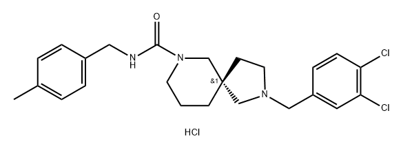 2,7-Diazaspiro[4.5]decane-7-carboxamide, 2-[(3,4-dichlorophenyl)methyl]-N-[(4-methylphenyl)methyl]-, hydrochloride (1:1), (5R)- Struktur