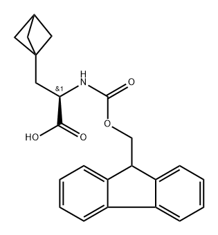 Bicyclo[1.1.1]pentane-1-propanoic acid, α-[[(9H-fluoren-9-ylmethoxy)carbonyl]amino]-, (αR)- Struktur