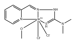 Indium, dichloro[N,N-dimethyl-2-[(2-pyridinyl-κN)methylene]hydrazinecarbothioamide-κN2,κS]methoxy-, (OC-6-43)- Struktur