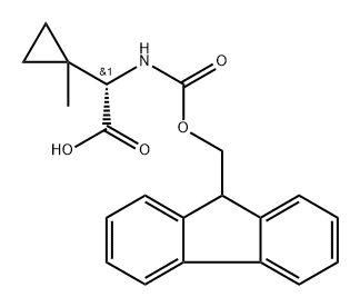 Cyclopropaneacetic acid, α-[[(9H-fluoren-9-ylmethoxy)carbonyl]amino]-1-methyl-, (αS)- Struktur