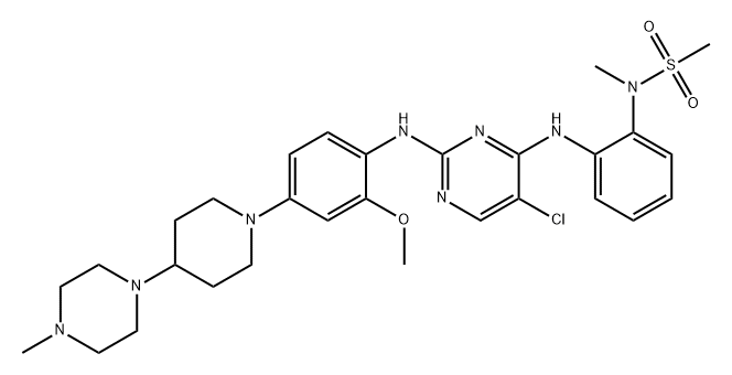 N-[2-[[5-Chloro-2-[[2-methoxy-4-[4-(4-methyl-1-piperazinyl)-1-piperidinyl]phenyl]amino]-4-pyrimidinyl]amino]phenyl]-N-methylmethanesulfonamide Struktur