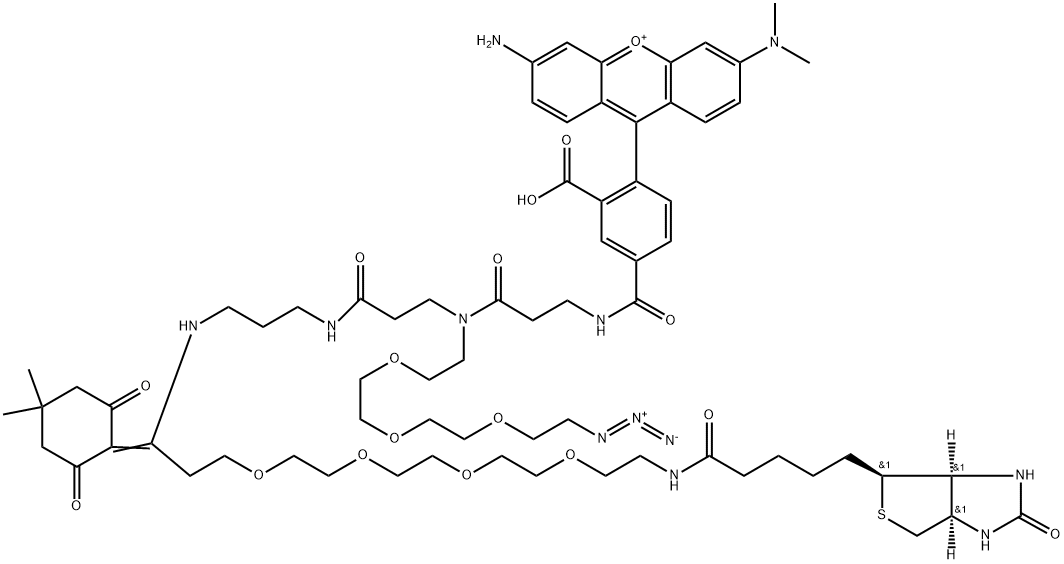 Biotin-PEG4-Dde-TAMRA-PEG3-Azide Struktur