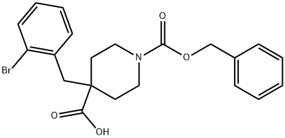 1-((benzyloxy)carbonyl)-4-(2-bromobenzyl)piperidine-4-carboxylicacid Struktur