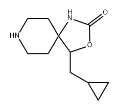 rac-4-(cyclopropylmethyl)-3-oxa-1,8-diazaspiro[4.5]decan-2-one Struktur