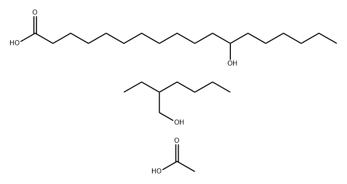 Octadecanoic acid, 12-hydroxy-, homopolymer, 2-ethylhexyl ester, acetate Struktur