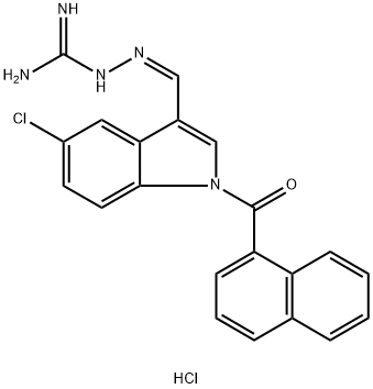 Hydrazinecarboximidamide, 2-[[5-chloro-1-(1-naphthalenylcarbonyl)-1H-indol-3-yl]methylene]-, hydrochloride (1:1) Struktur