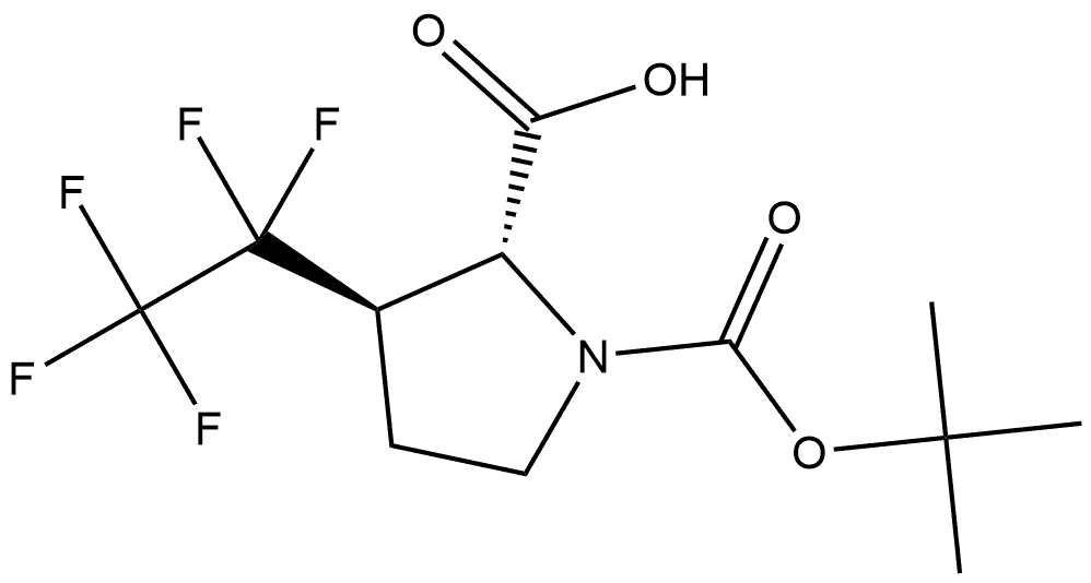 1-(1,1-Dimethylethyl) (2R,3R)-3-(1,1,2,2,2-pentafluoroethyl)-1,2-pyrrolidinedicarboxylate Struktur