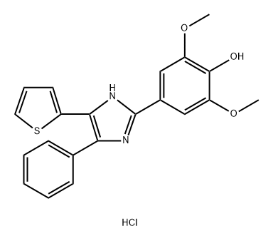 2,6-dimethoxy-4-[5-phenyl-4-(thiophen-2-yl)-1H-im
idazol-2-yl]phenol hydrochloride Struktur