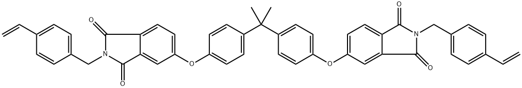 N,N’-bis[(4-ethenylphenyl)methyl]-2,2-bis[4-(3,4-dicarboxyphenoxy)phenyl]propane diimide Struktur