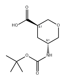 (3R, 5R)-5-tert-Butoxycarbonylamino-tetrahydro-pyran-3-carboxylic acid Struktur